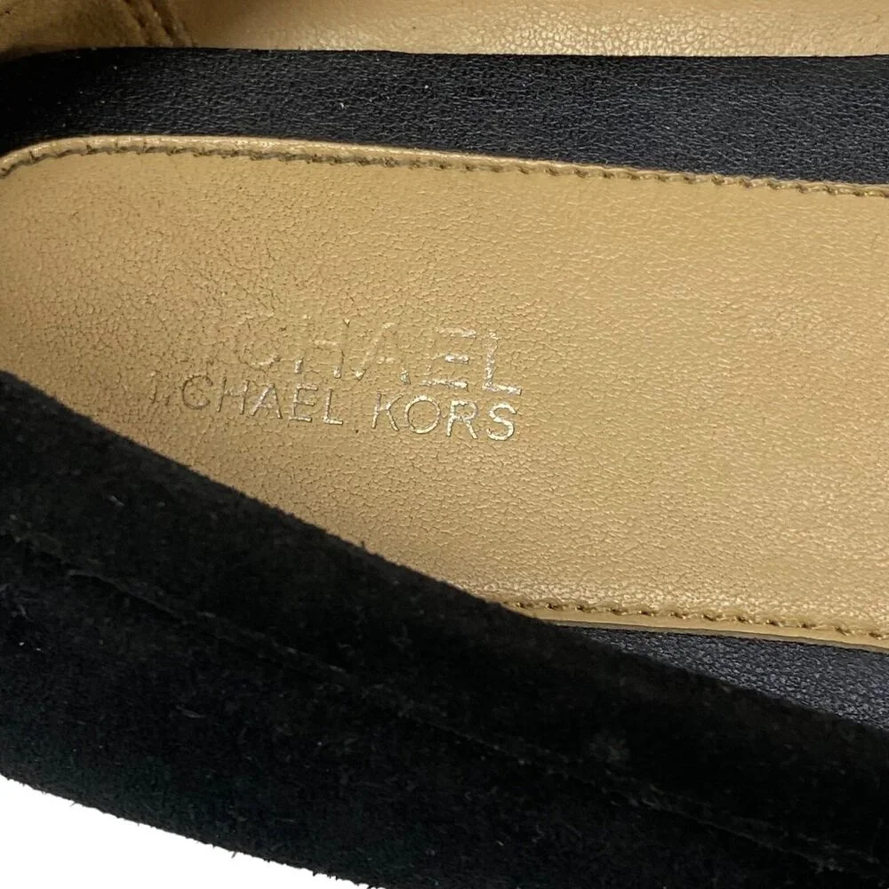 MICHAEL KORS‎ Women Suede Flat Loafers Size 8 Black Leather Caroline Moccasins